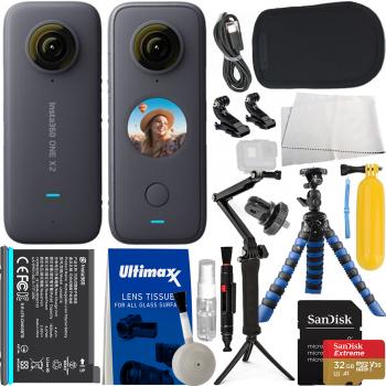 Insta360 ONE X2 with Action Bundle: Bundle Includes – SanDisk 32GB Extreme MicroSDHC Card 3-Way Selfie Stick/Tripod Floating Hand Grip 12” Gripster Tripod Insta360 Carrying Case and Much More.